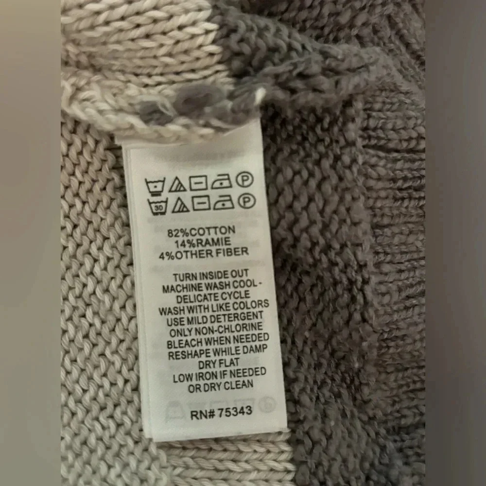 Max Studio Womens Long Sleeve Gray White Striped Sweater Cotton Blend Size Small